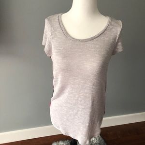 Almost Famous Clothing Gray Top with Plaid Back